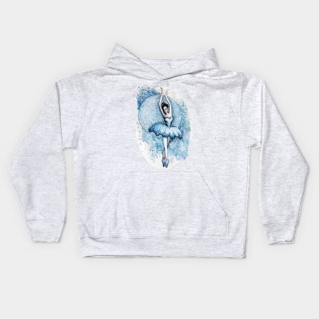 Blue Ballerina Kids Hoodie by TatianaBS